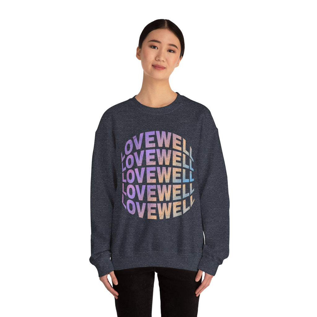 LOVEWELL repeating circle design Sweatshirt | pastel rainbow text