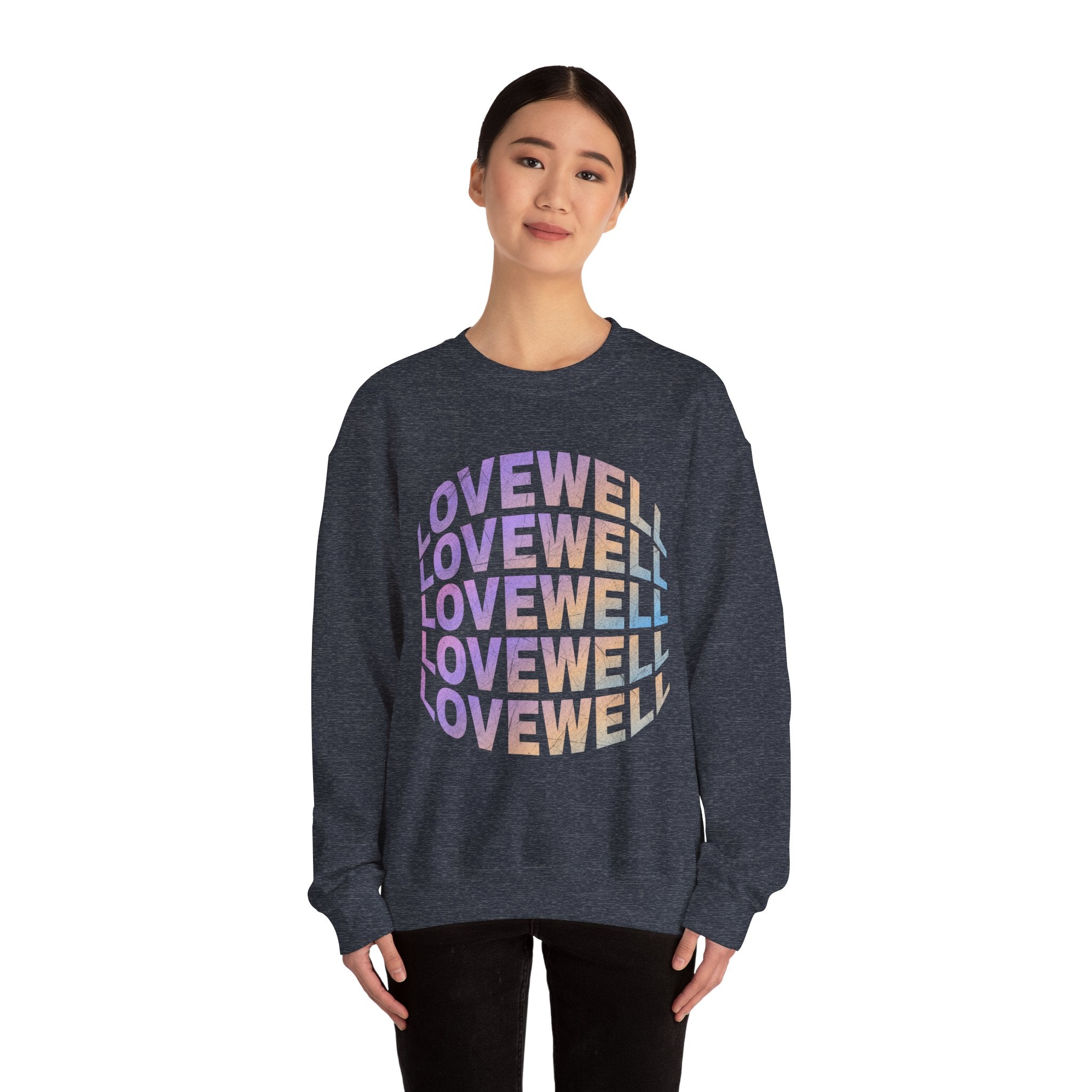 LOVEWELL repeating circle design Sweatshirt | pastel rainbow text