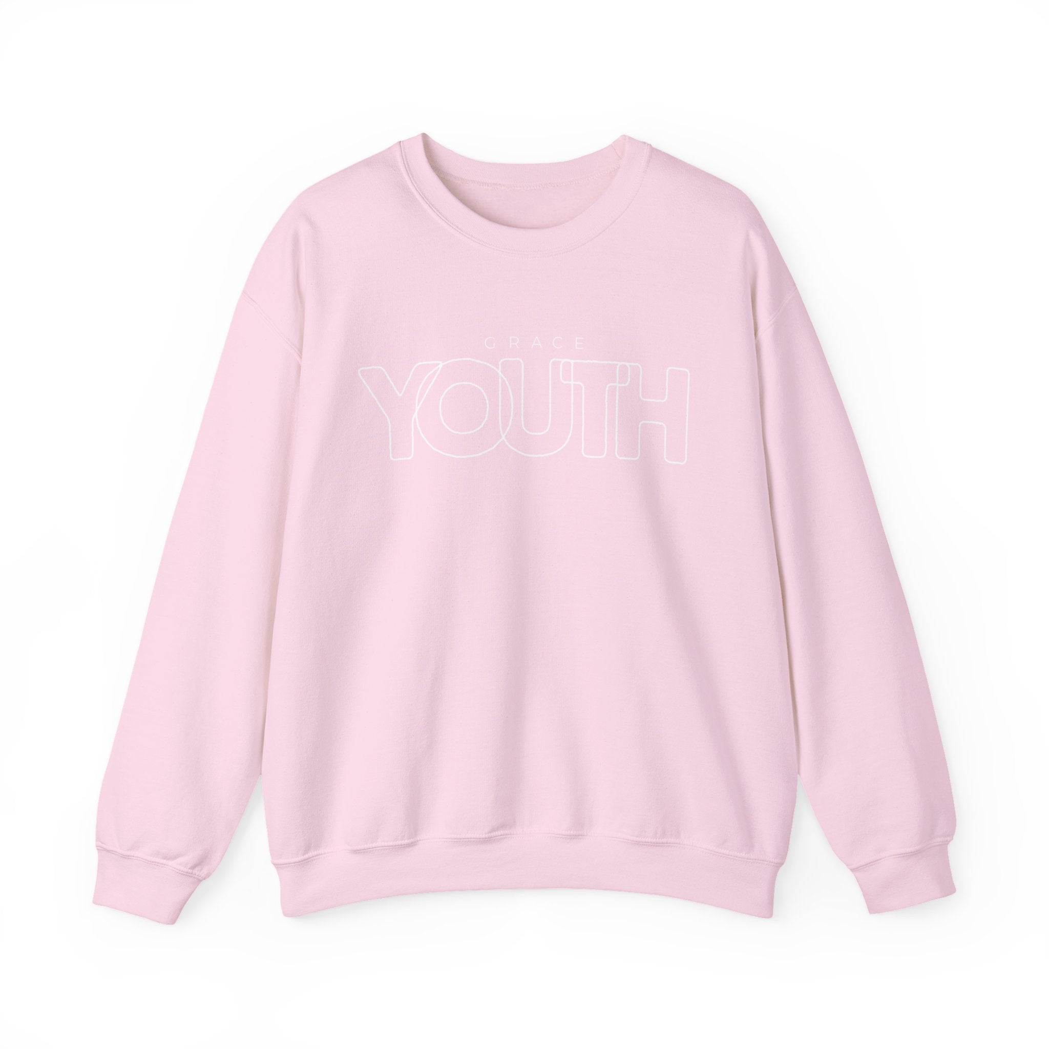 Youth Crewneck Sweatshirt – 'Grace YOUTH' Retro Outline Graphic