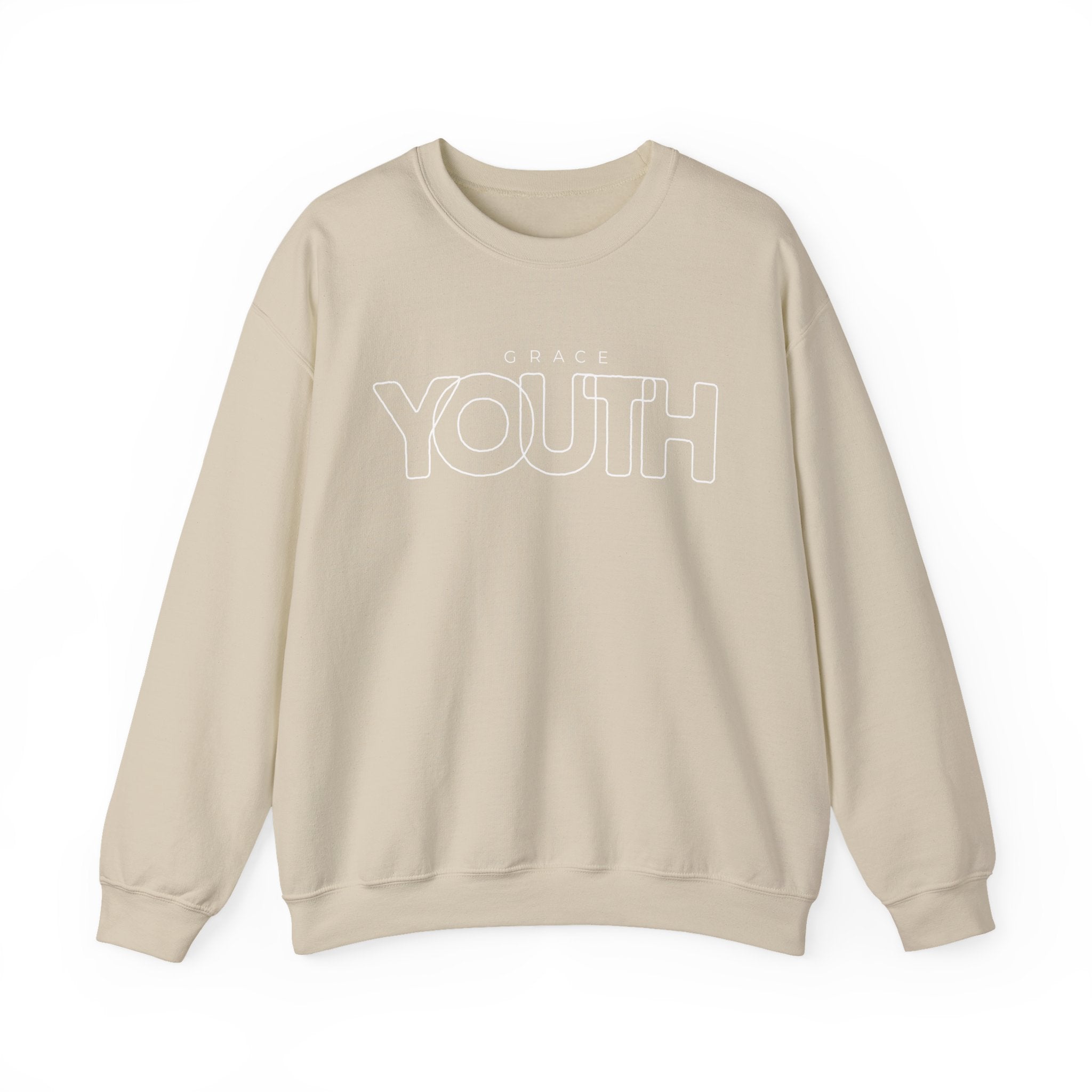 Youth Crewneck Sweatshirt – 'Grace YOUTH' Retro Outline Graphic