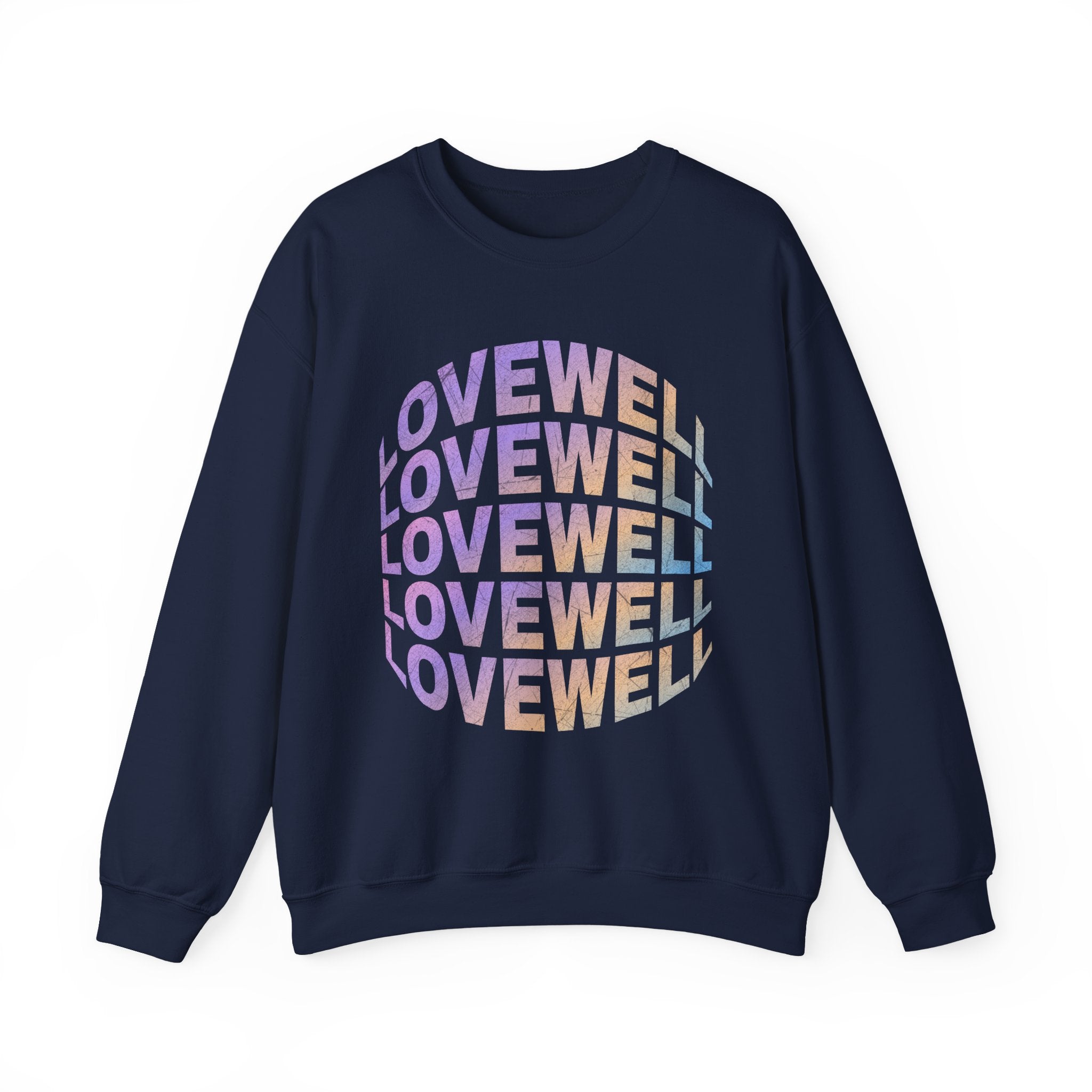 LOVEWELL repeating circle design Sweatshirt | pastel rainbow text