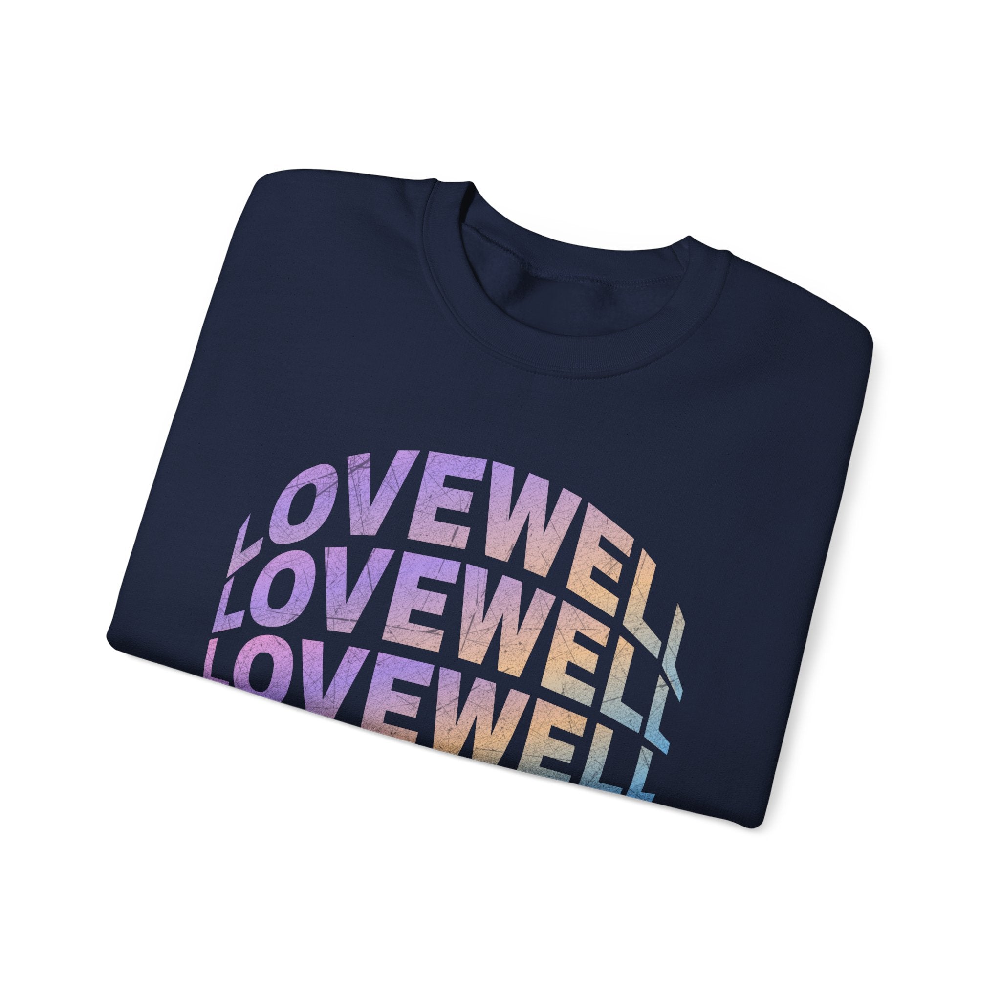 LOVEWELL repeating circle design Sweatshirt | pastel rainbow text