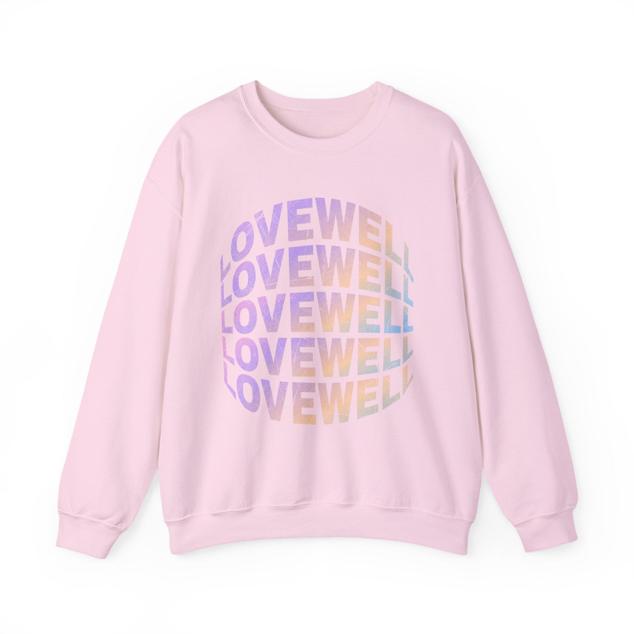 LOVEWELL repeating circle design Sweatshirt | pastel rainbow text