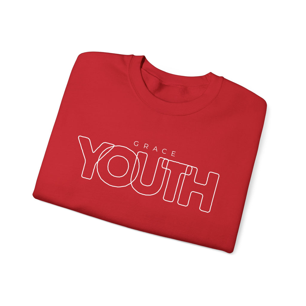 Youth Crewneck Sweatshirt – 'Grace YOUTH' Retro Outline Graphic