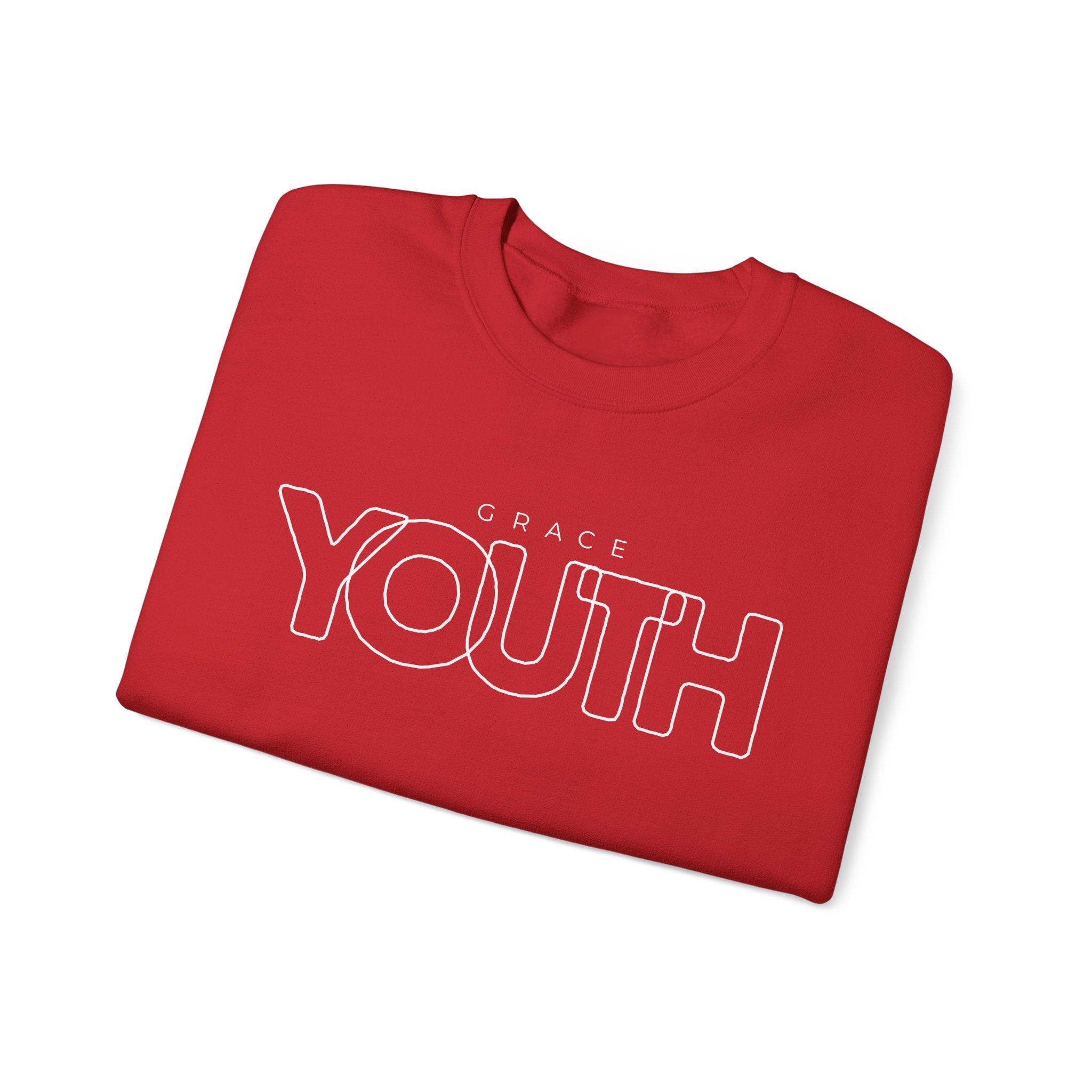 Youth Crewneck Sweatshirt – 'Grace YOUTH' Retro Outline Graphic