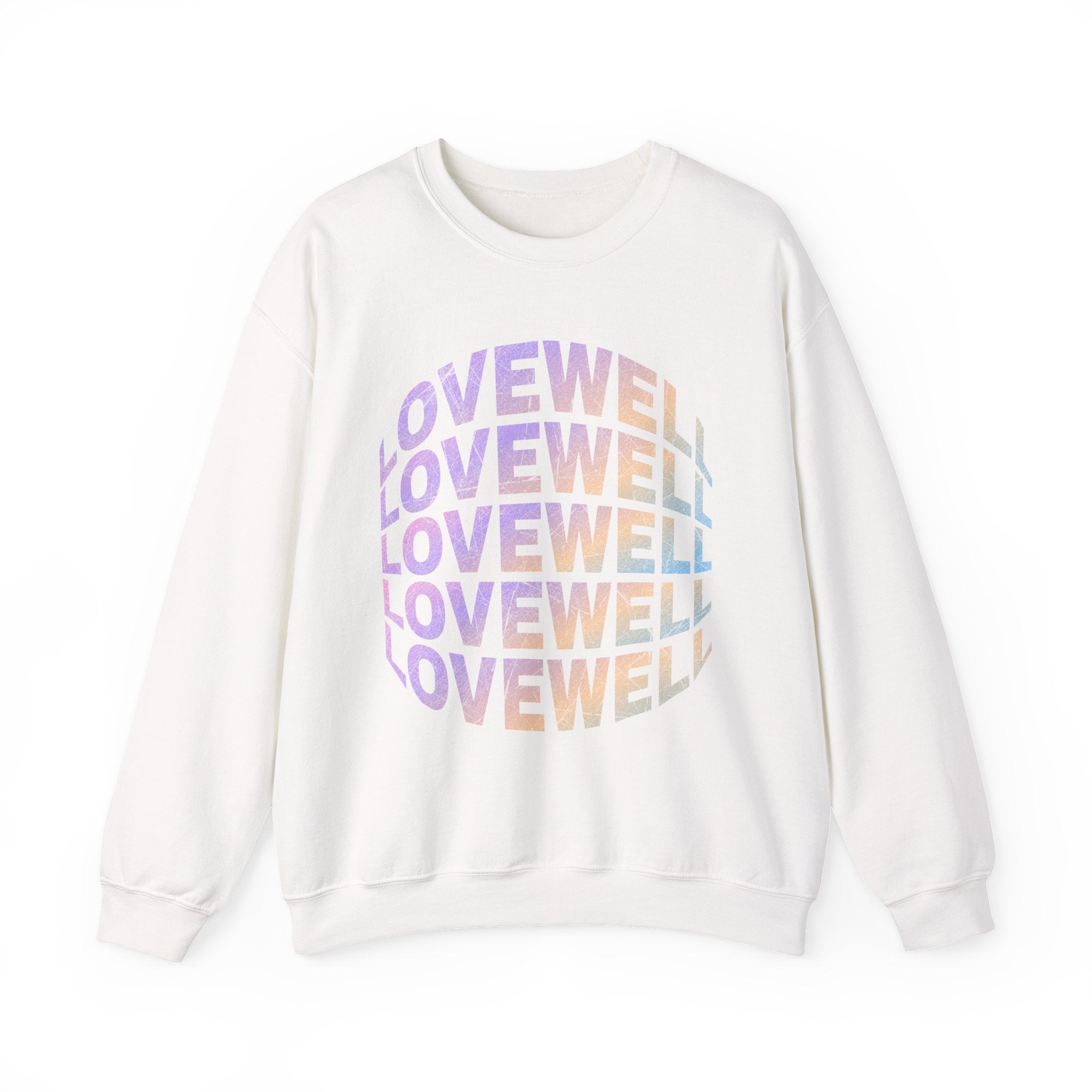 LOVEWELL repeating circle design Sweatshirt | pastel rainbow text