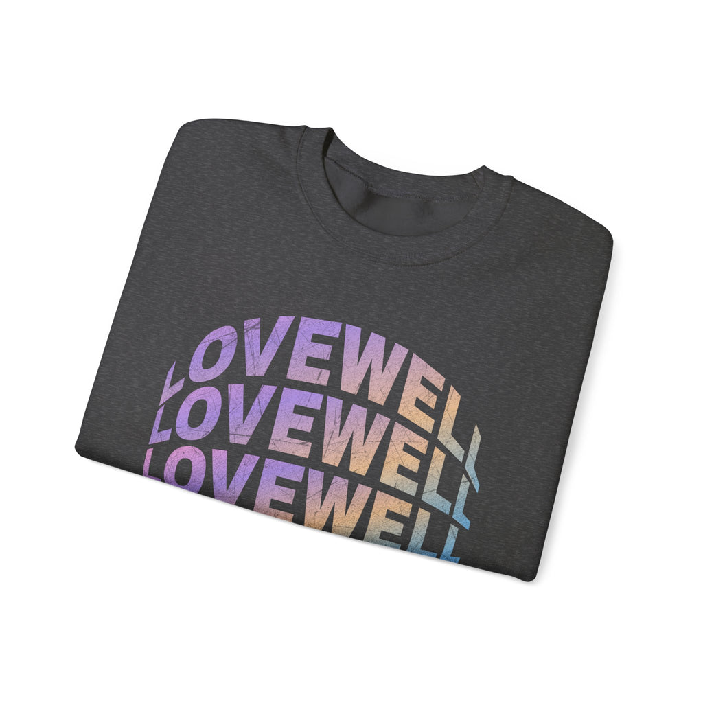 LOVEWELL repeating circle design Sweatshirt | pastel rainbow text
