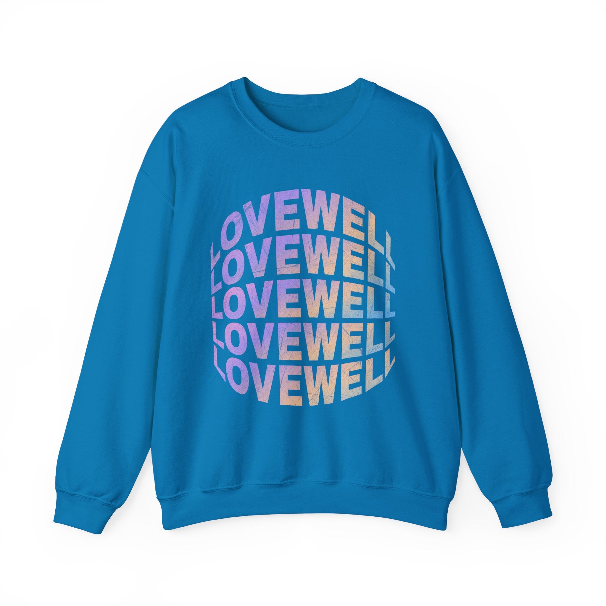 LOVEWELL repeating circle design Sweatshirt | pastel rainbow text