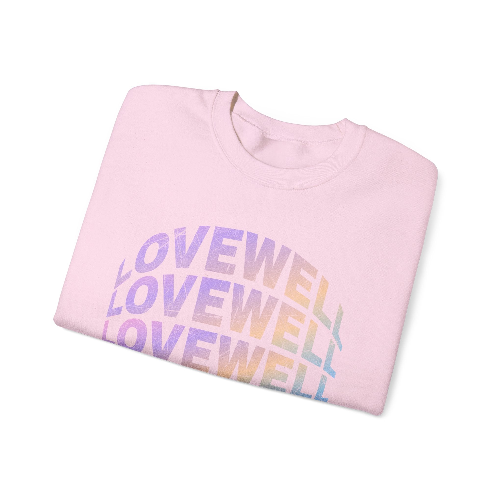LOVEWELL repeating circle design Sweatshirt | pastel rainbow text