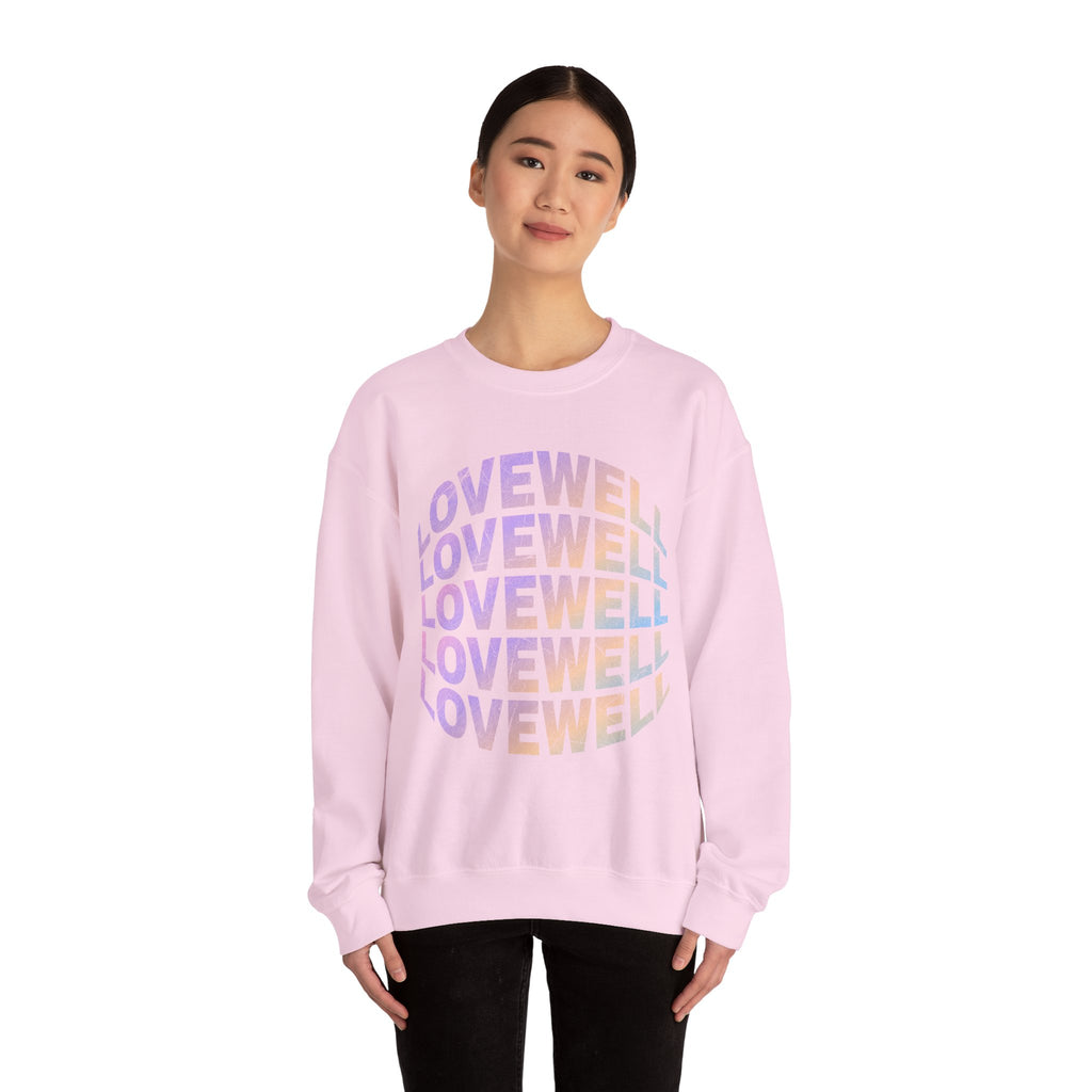 LOVEWELL repeating circle design Sweatshirt | pastel rainbow text