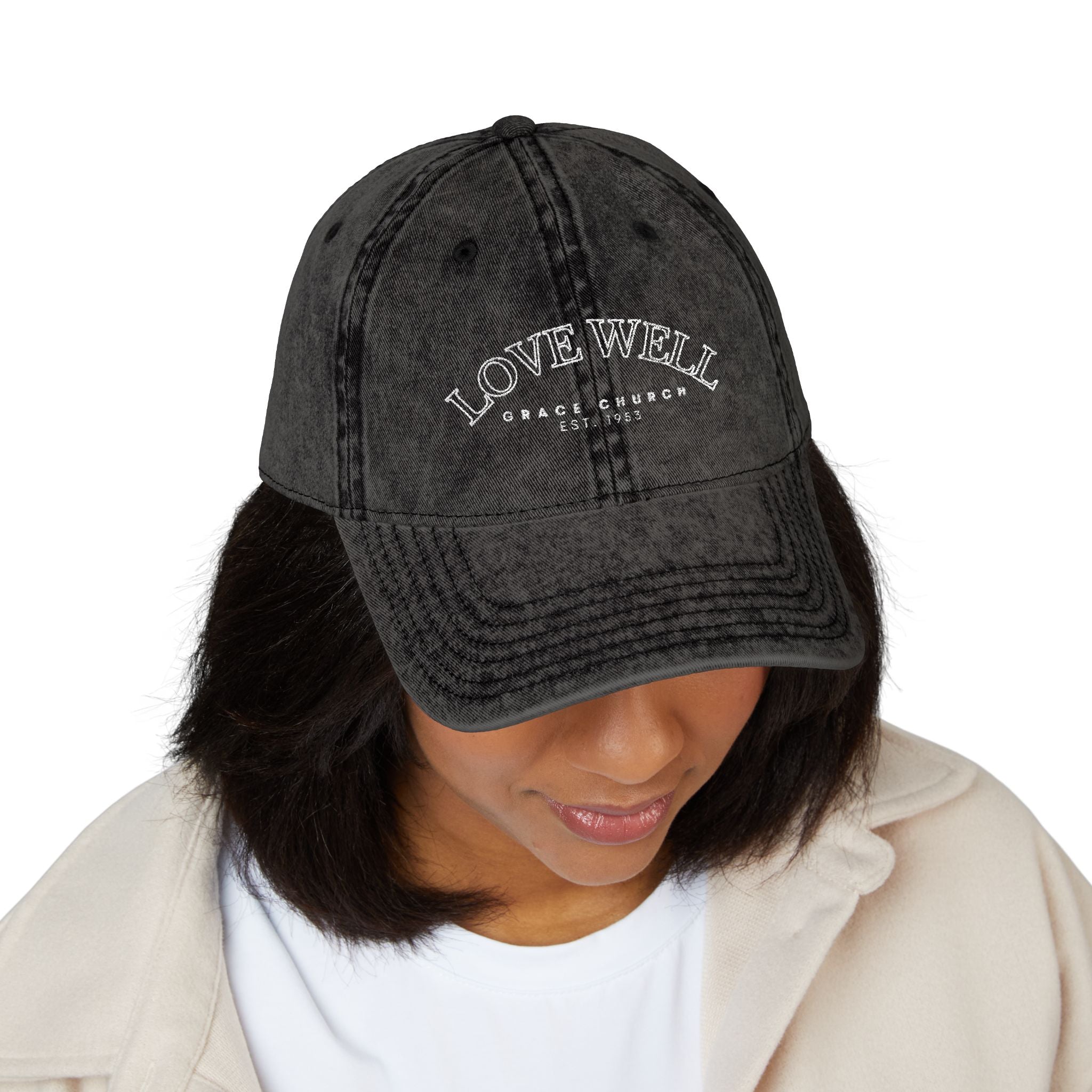 Embroidered 'LOVEWELL' Vintage Baseball Cap – Distressed Cotton Hat