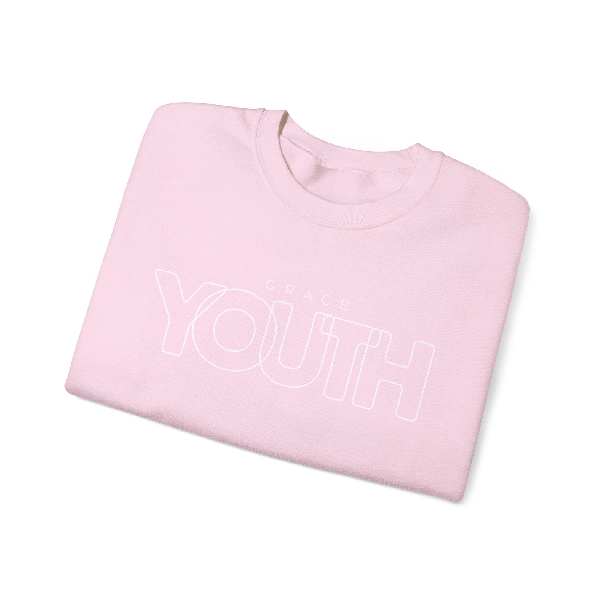 Youth Crewneck Sweatshirt – 'Grace YOUTH' Retro Outline Graphic