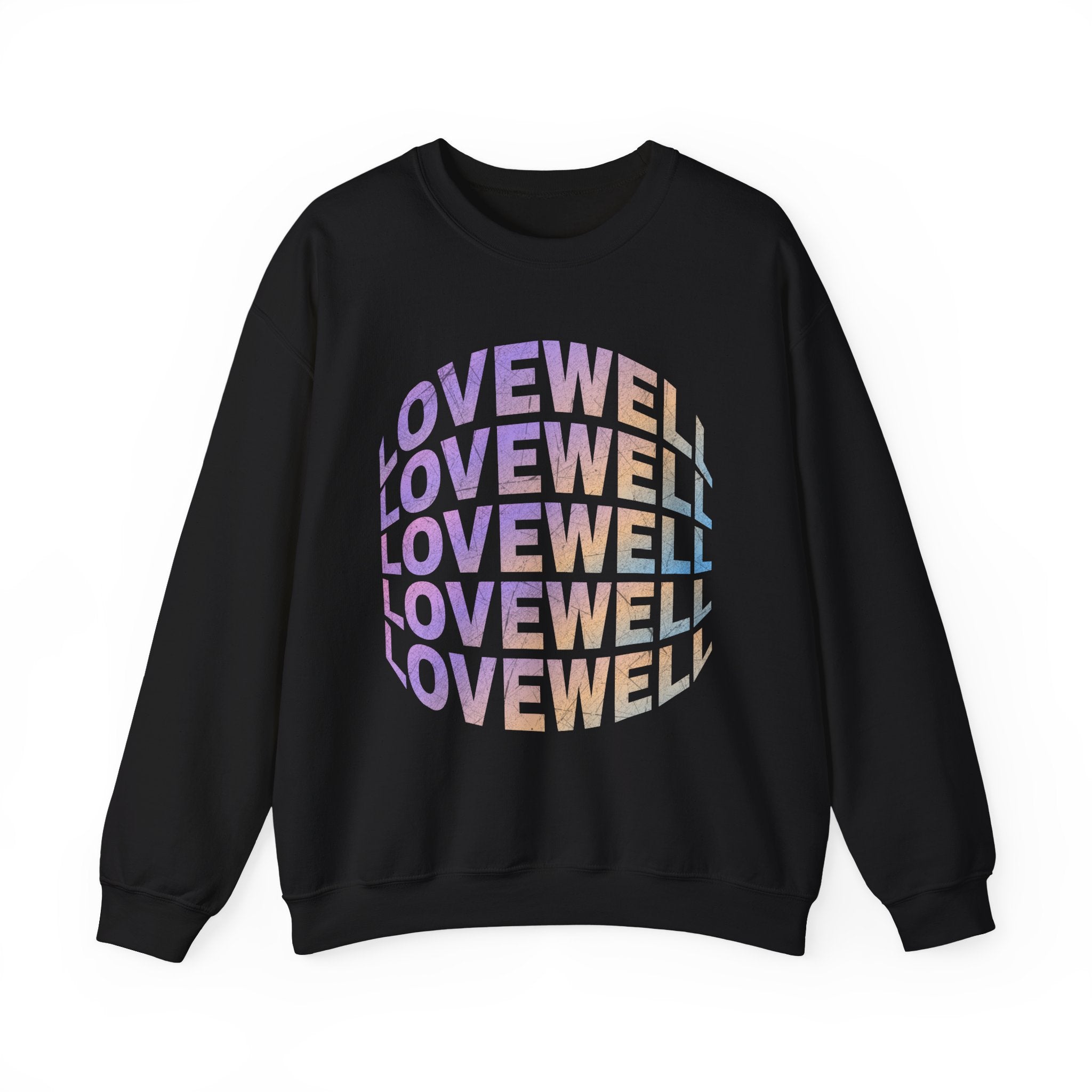 LOVEWELL repeating circle design Sweatshirt | pastel rainbow text