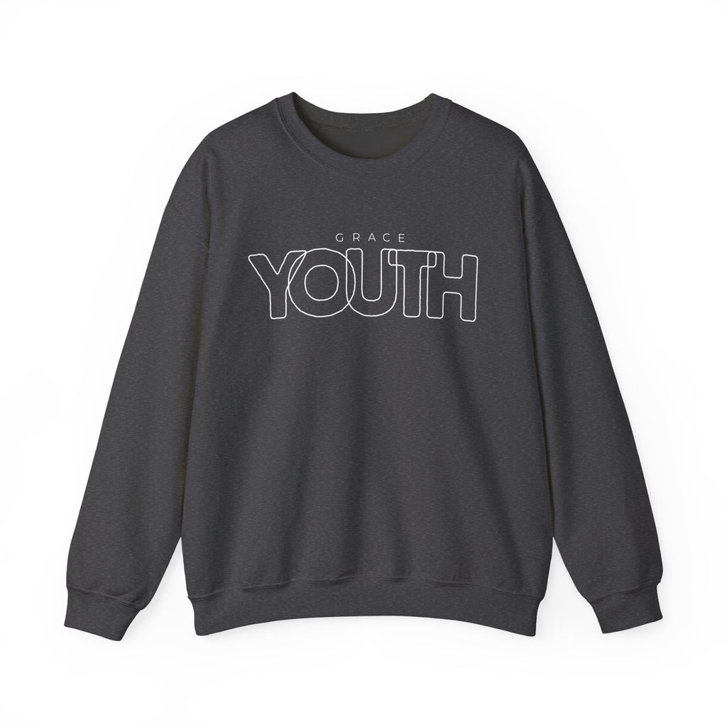 Youth Crewneck Sweatshirt – 'Grace YOUTH' Retro Outline Graphic