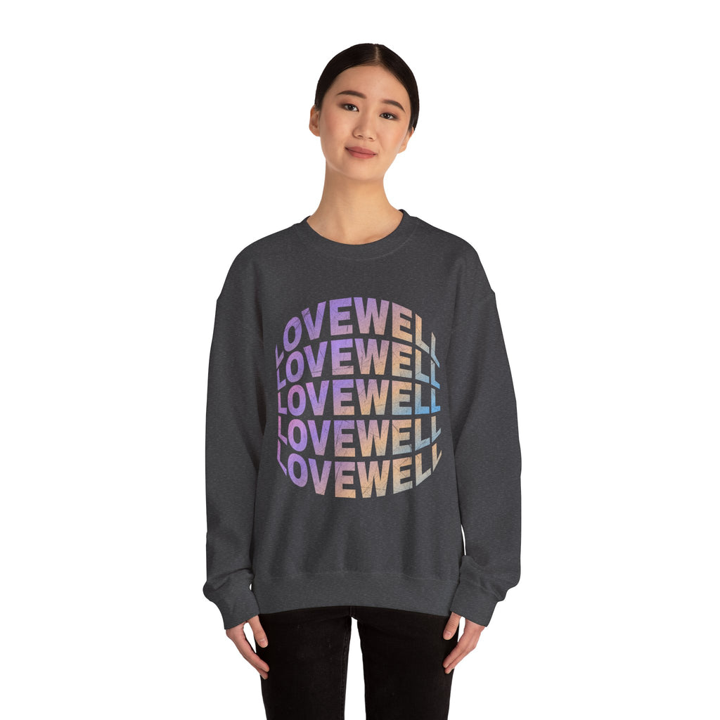 LOVEWELL repeating circle design Sweatshirt | pastel rainbow text