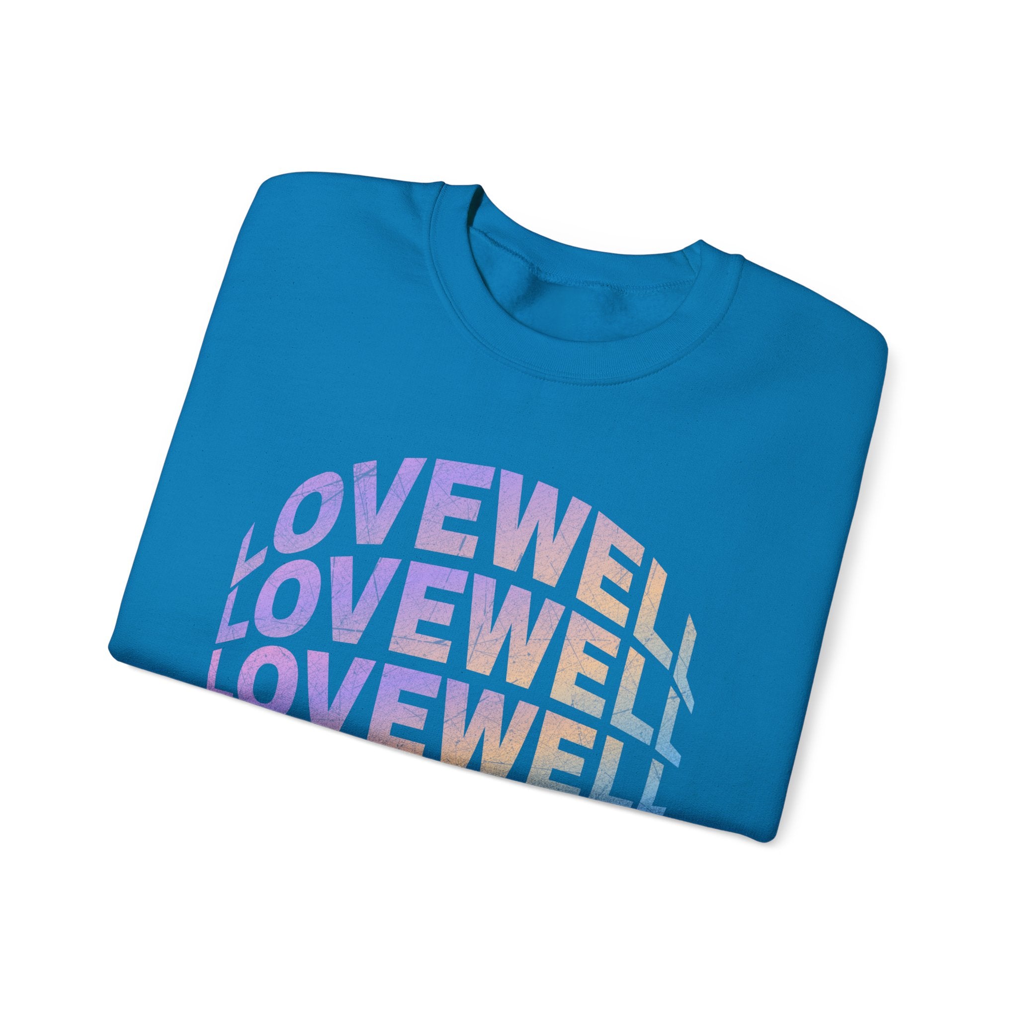 LOVEWELL repeating circle design Sweatshirt | pastel rainbow text