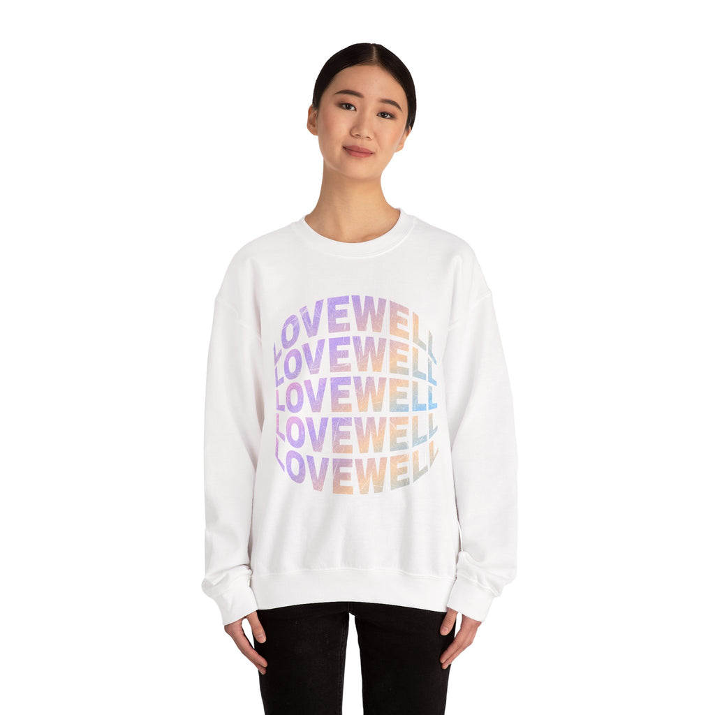 LOVEWELL repeating circle design Sweatshirt | pastel rainbow text