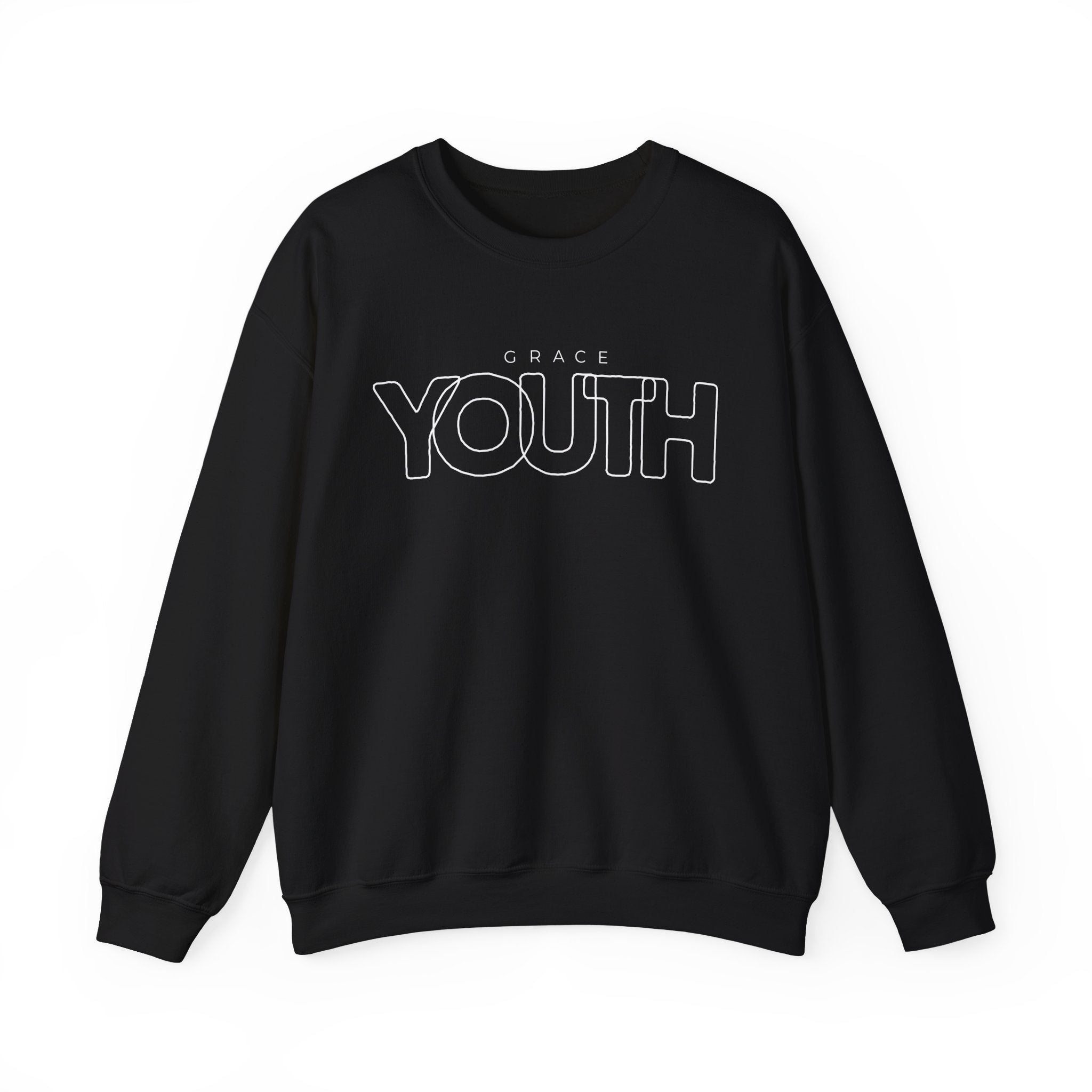 Youth Crewneck Sweatshirt – 'Grace YOUTH' Retro Outline Graphic