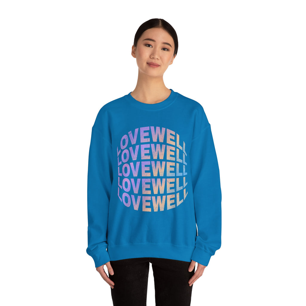 LOVEWELL repeating circle design Sweatshirt | pastel rainbow text