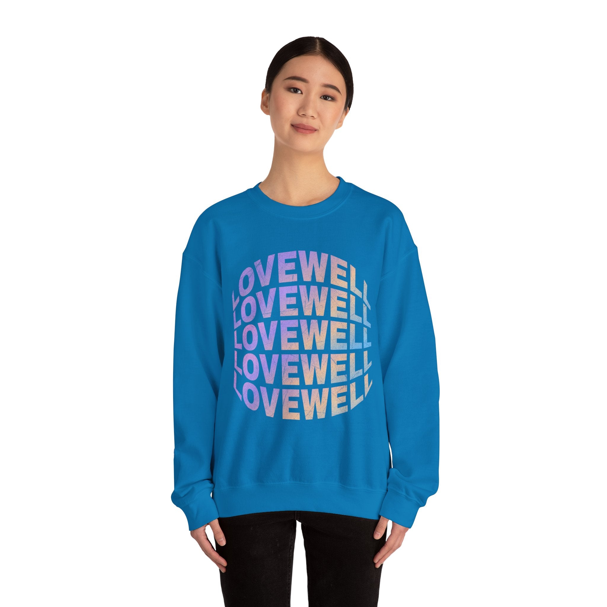 LOVEWELL repeating circle design Sweatshirt | pastel rainbow text