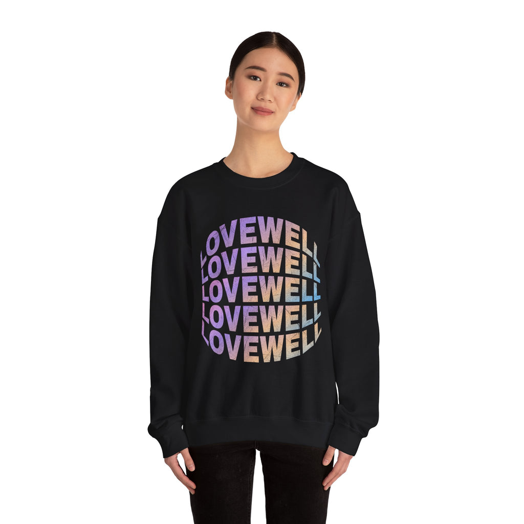 LOVEWELL repeating circle design Sweatshirt | pastel rainbow text