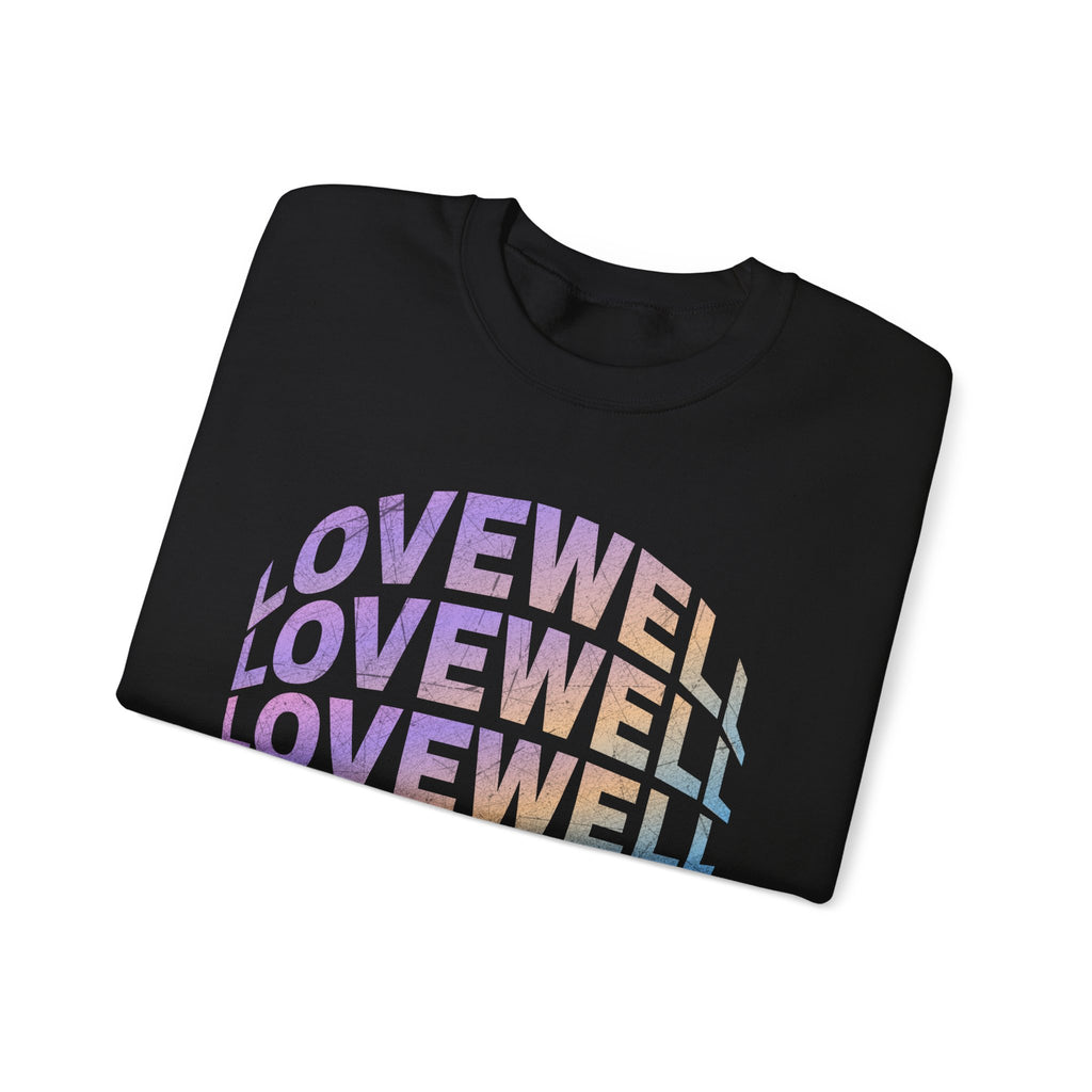 LOVEWELL repeating circle design Sweatshirt | pastel rainbow text
