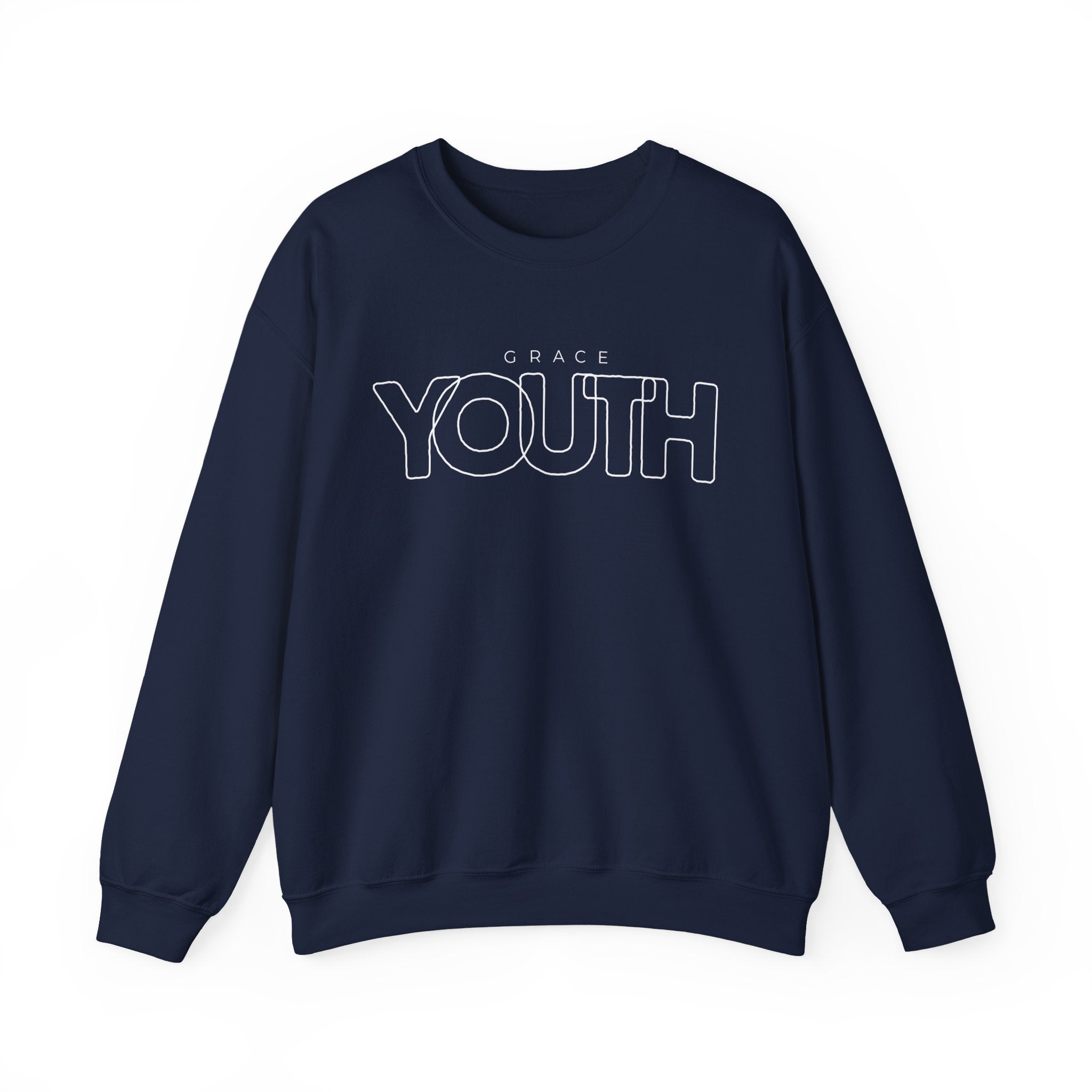Youth Crewneck Sweatshirt – 'Grace YOUTH' Retro Outline Graphic
