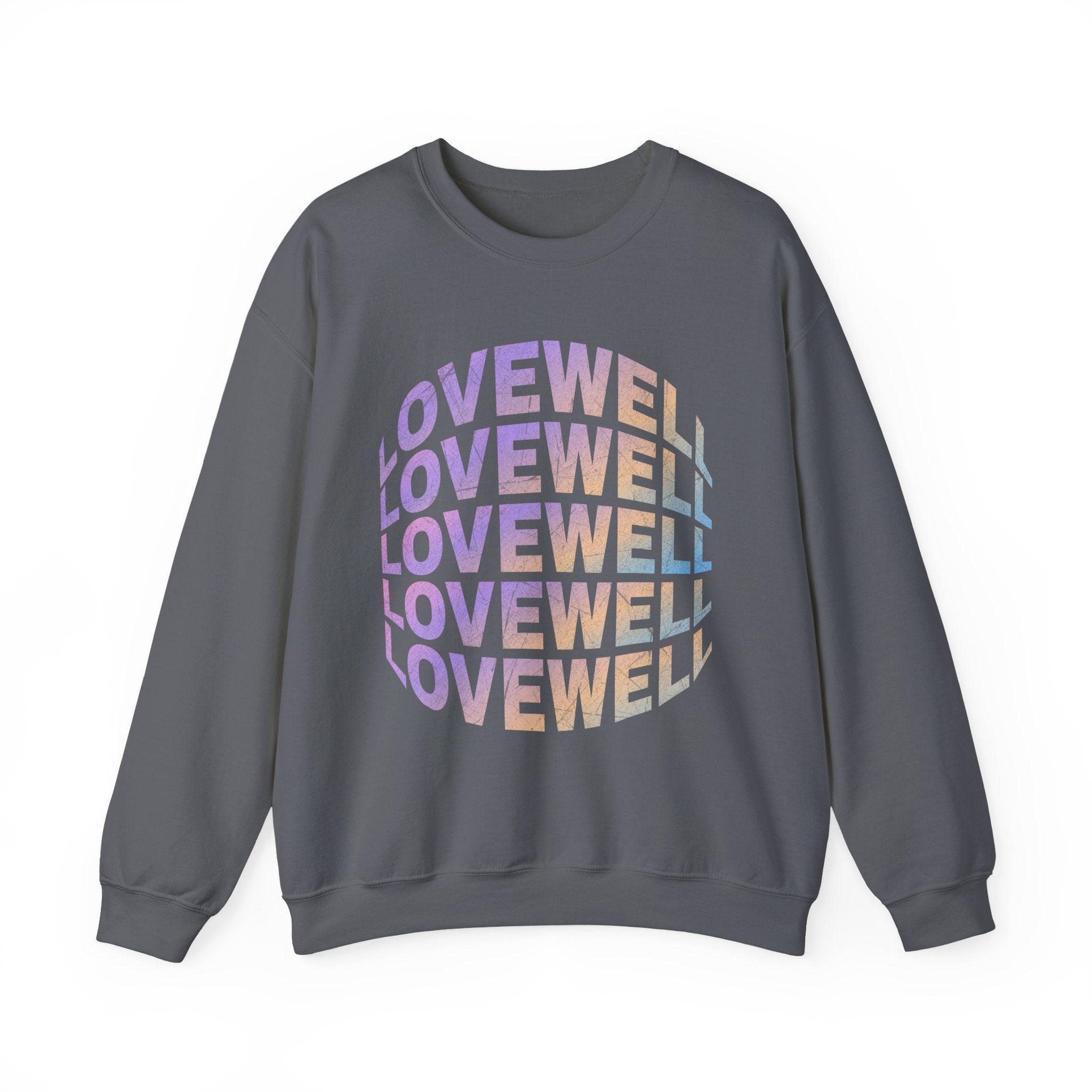 LOVEWELL repeating circle design Sweatshirt | pastel rainbow text