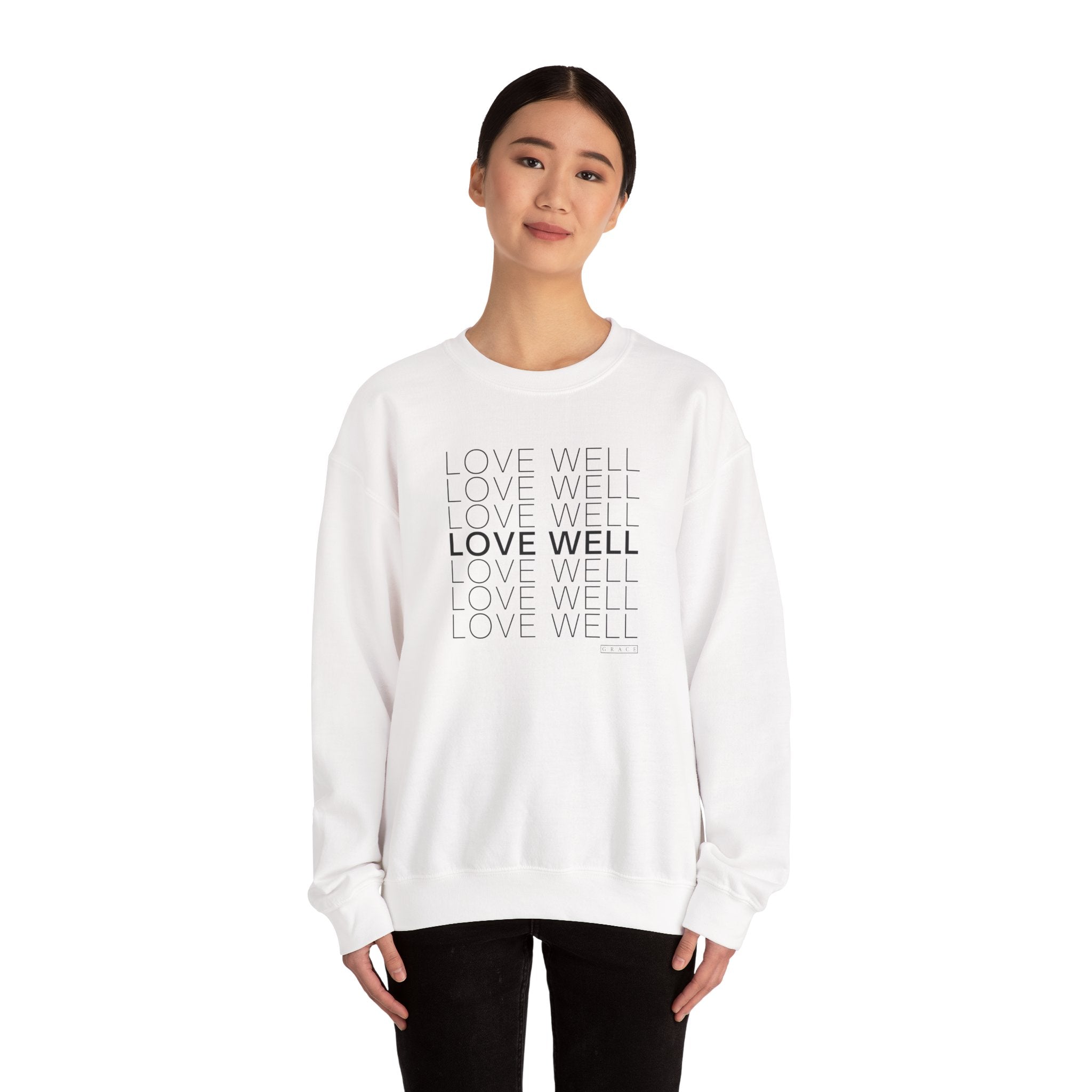 Love Well Repeated Graphic Sweatshirt — Minimalist Crewneck