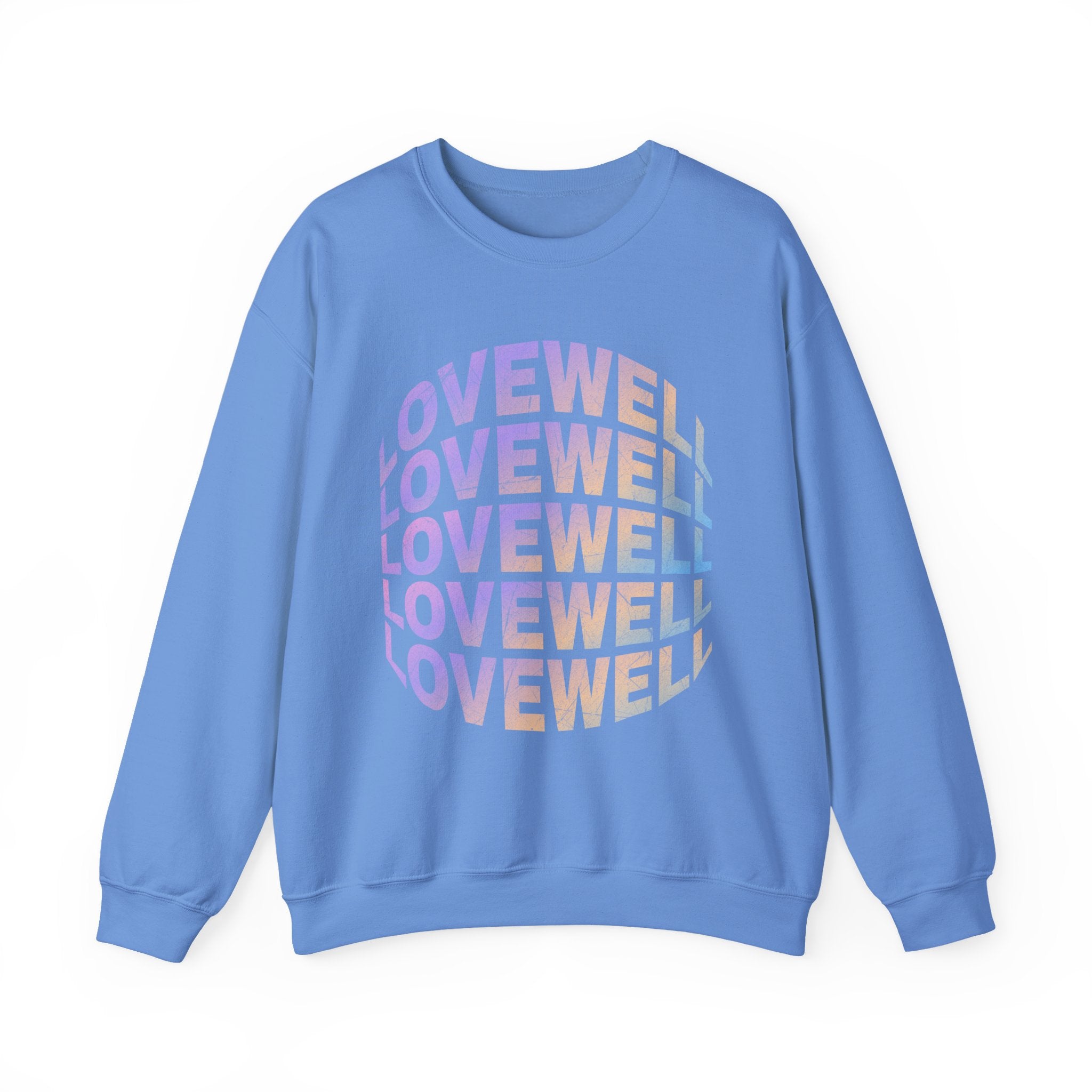 LOVEWELL repeating circle design Sweatshirt | pastel rainbow text