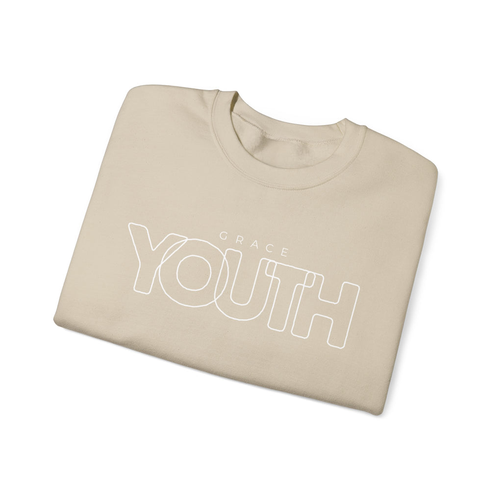 Youth Crewneck Sweatshirt – 'Grace YOUTH' Retro Outline Graphic