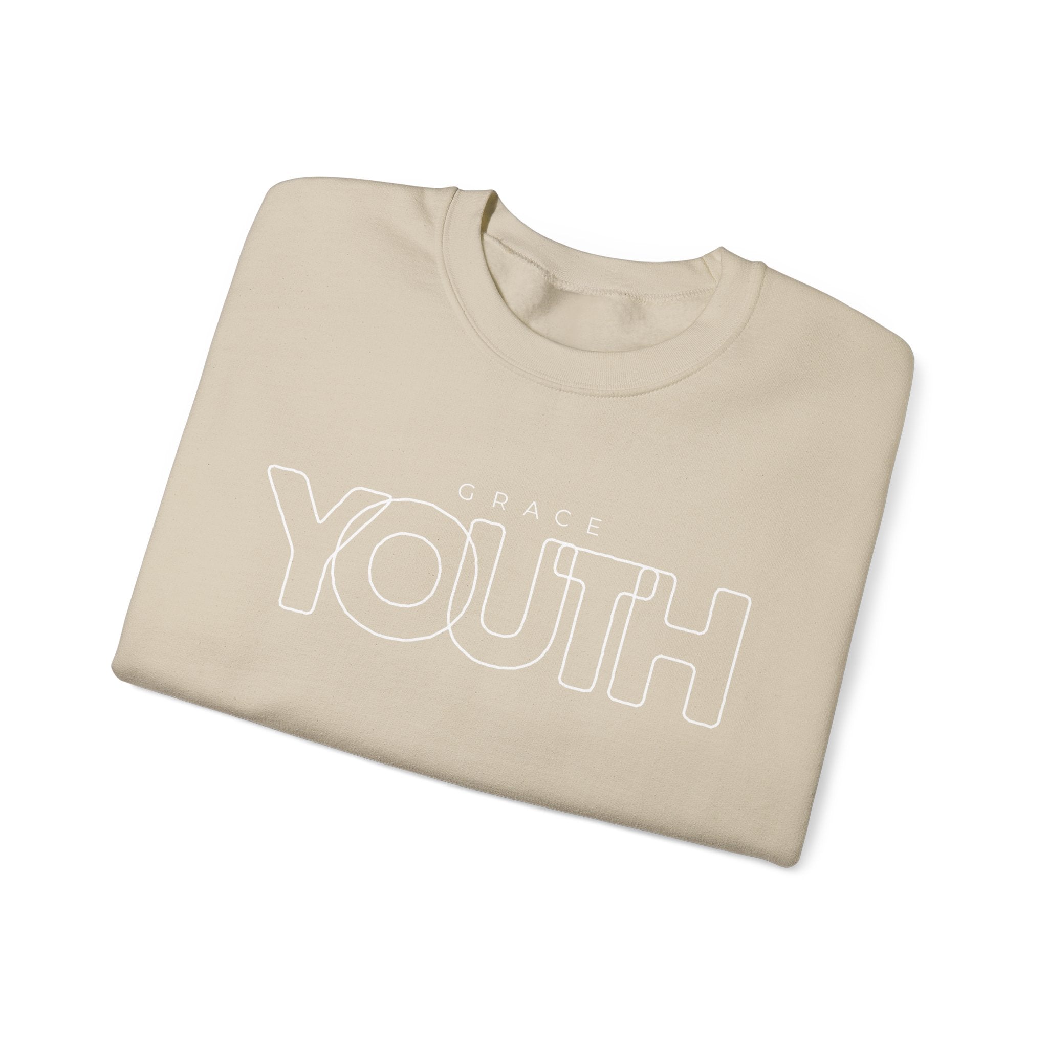 Youth Crewneck Sweatshirt – 'Grace YOUTH' Retro Outline Graphic