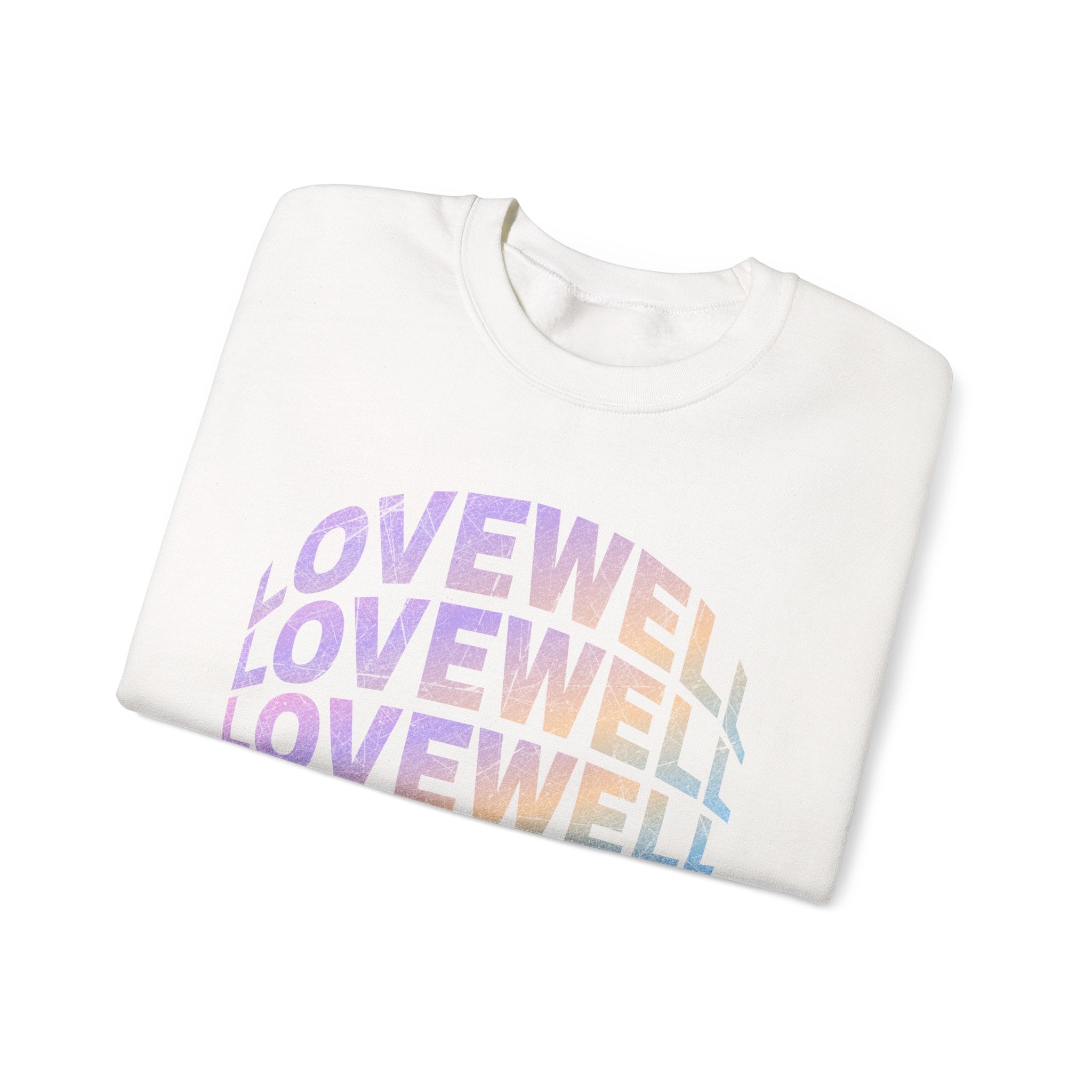 LOVEWELL repeating circle design Sweatshirt | pastel rainbow text