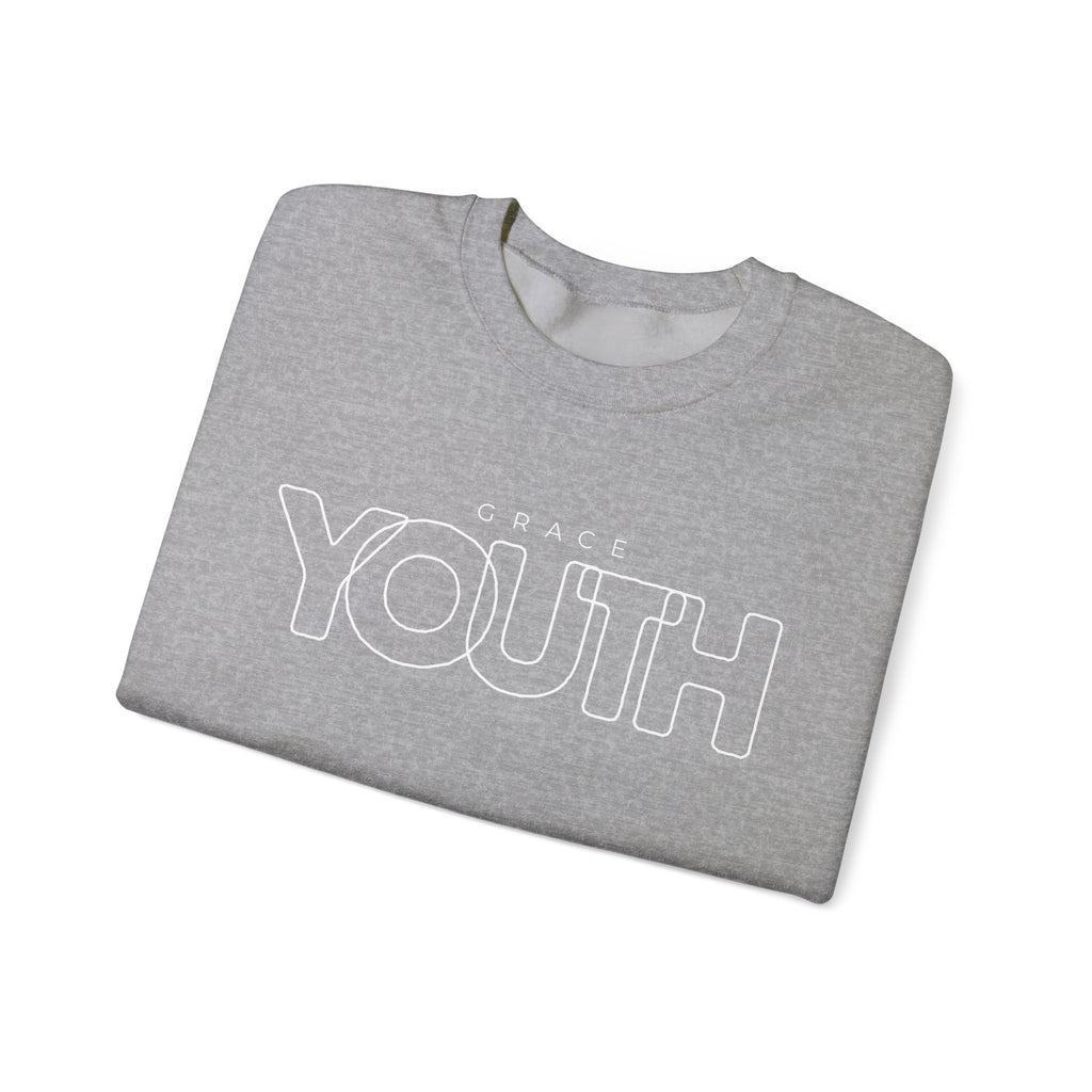 Youth Crewneck Sweatshirt – 'Grace YOUTH' Retro Outline Graphic