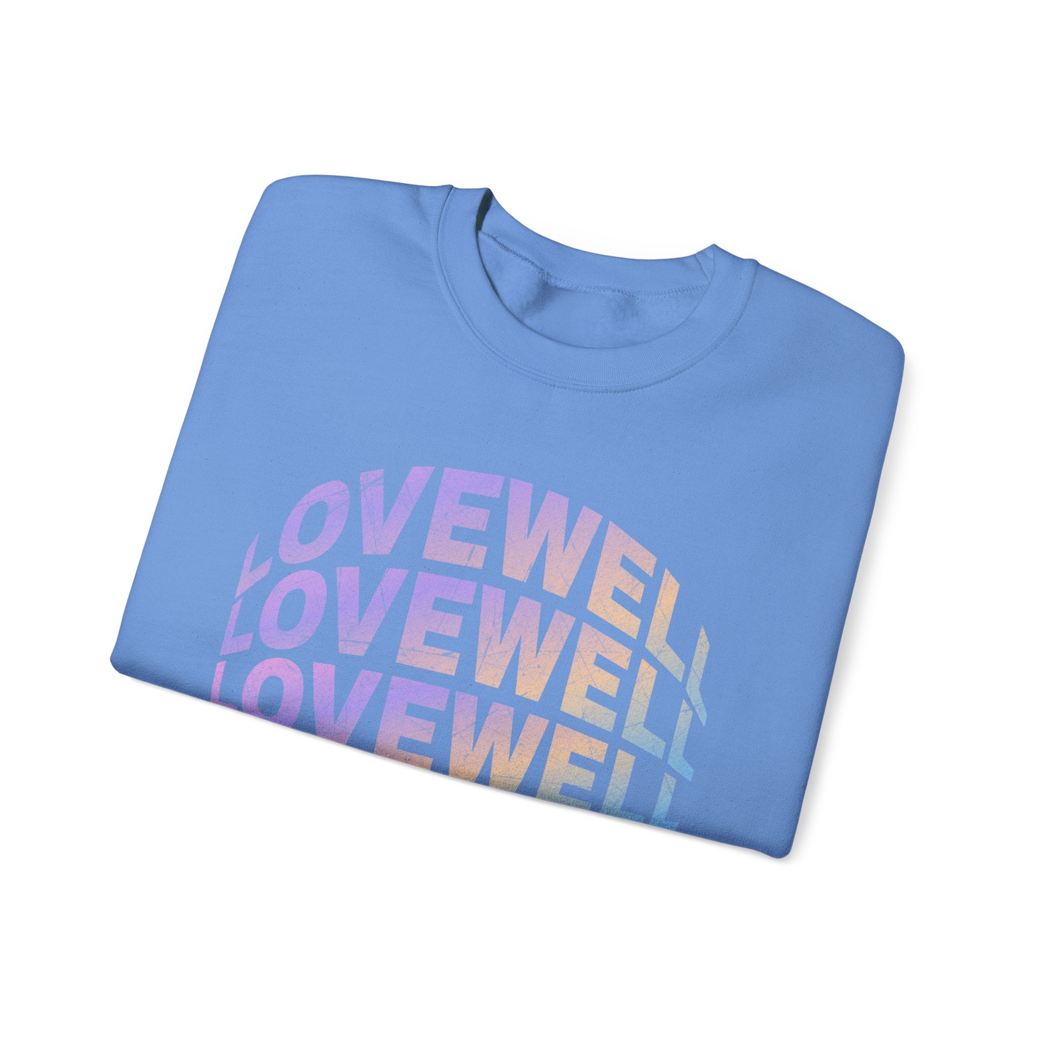 LOVEWELL repeating circle design Sweatshirt | pastel rainbow text